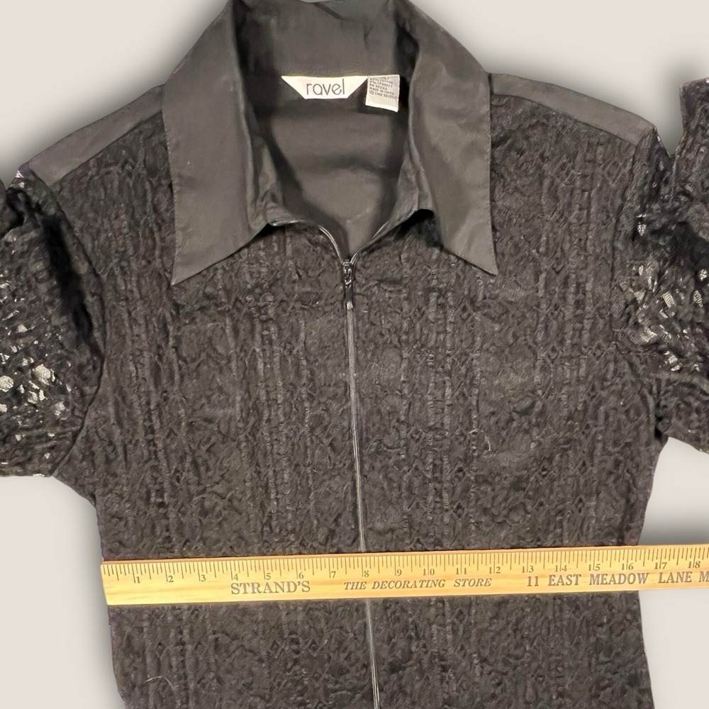 Black Lace Goth Whimsigoth Witchy Top Steam Punk Dark Zip Shirt M Ravel - Picture 9 of 10